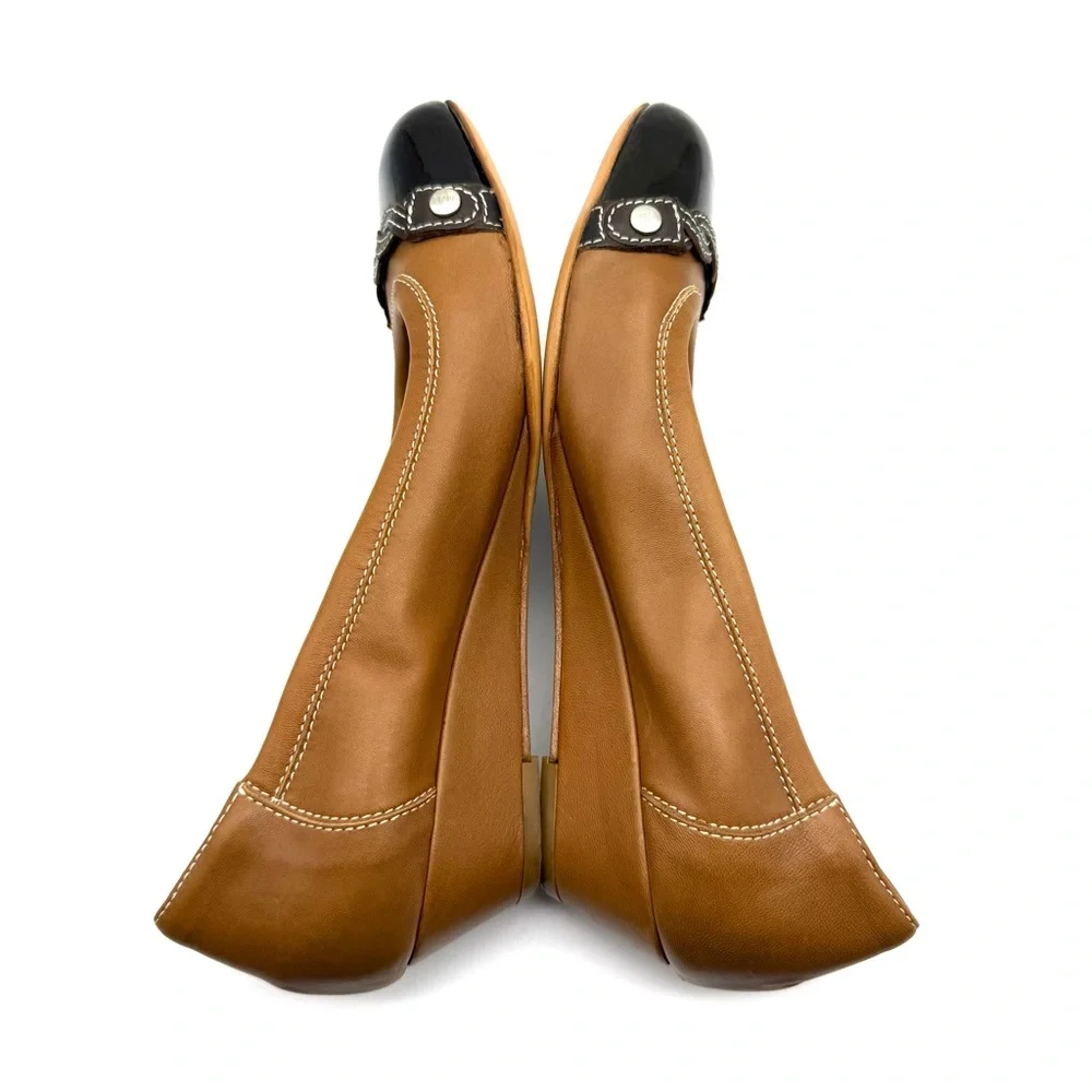 AGL Attilio Giusti Lemobruni Monika Cap Toe Wedge Brown Leather Braided EU 39